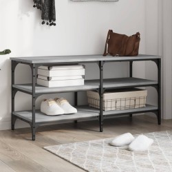 vidaXL Banco zapatero madera de ingeniería gris Sonoma 100x38,5x49 cm