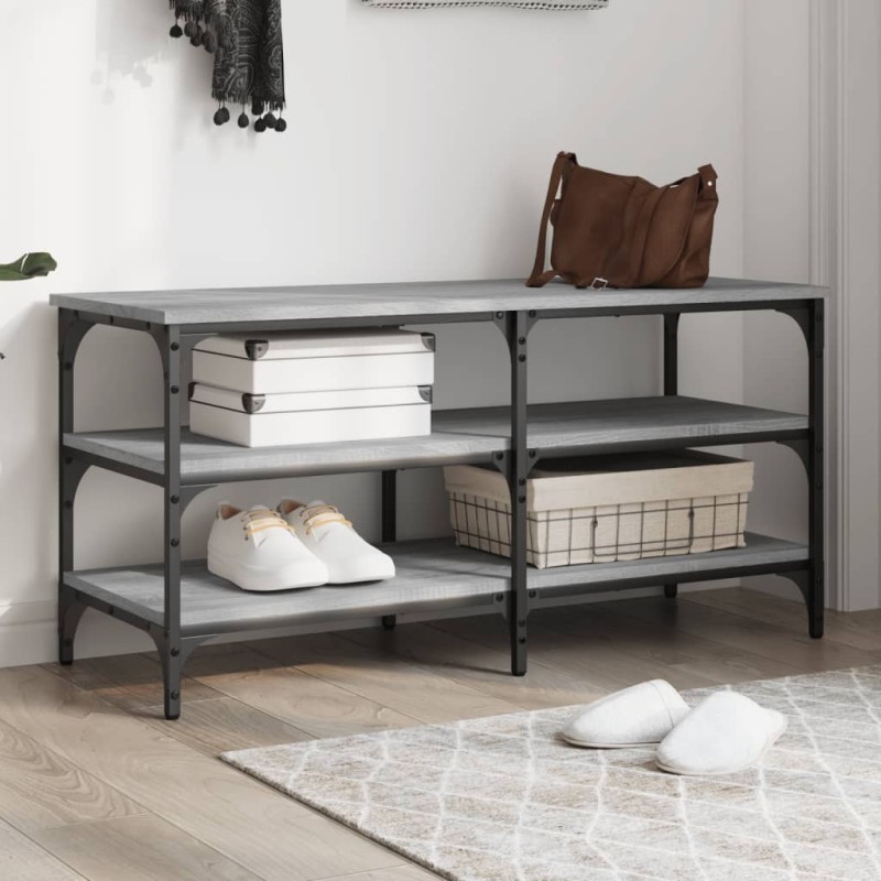 vidaXL Banco zapatero madera de ingeniería gris Sonoma 100x38,5x49 cm