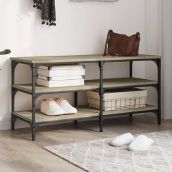 vidaXL Banco zapatero madera de ingeniería roble Sonoma 100x38,5x49 cm