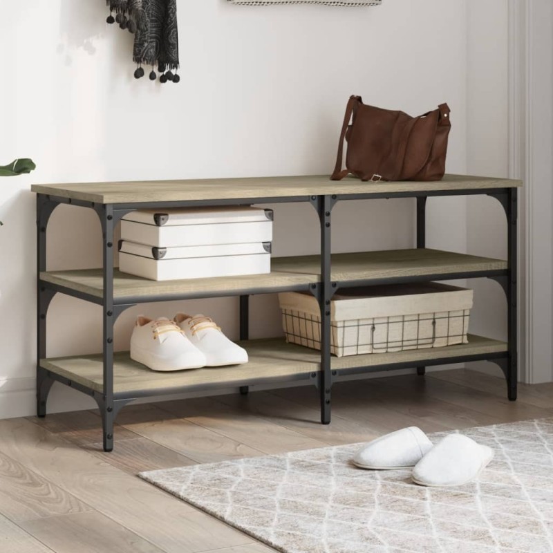 vidaXL Banco zapatero madera de ingeniería roble Sonoma 100x38,5x49 cm vidaXL Banco zapatero madera de ingeniería roble Sonoma 100x38,5x49 cm