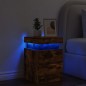 vidaXL Mesita de noche con luces LED roble ahumado 35x39x55 cm vidaXL Mesita de noche con luces LED roble ahumado 35x39x55 cm