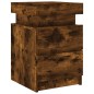 vidaXL Mesita de noche con luces LED roble ahumado 35x39x55 cm vidaXL Mesita de noche con luces LED roble ahumado 35x39x55 cm