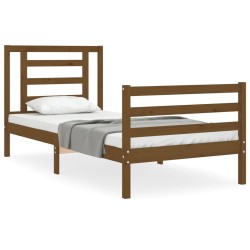 vidaXL Estructura cama y cabecero madera maciza marrón miel 100x200 cm