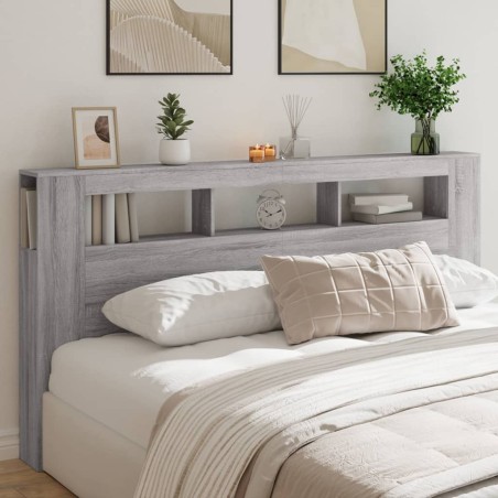 vidaXL Cabecero LED madera ingeniería gris Sonoma 200x18,5x103,5 cm