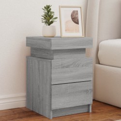 vidaXL Mesitas de noche con luces LED 2 uds gris Sonoma 35x39x55 cm