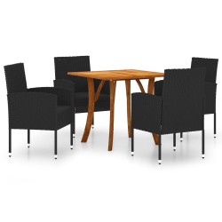 vidaXL Juego de comedor para jardín de 5 piezas negro
