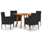 vidaXL Juego de comedor para jardín de 5 piezas negro vidaXL Juego de comedor para jardín de 5 piezas negro