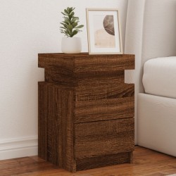 vidaXL Mesitas de noche con luces LED 2 uds roble marrón 35x39x55 cm