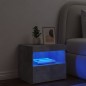 vidaXL Mesita de noche con luces LED gris hormigón 50x40x45 cm