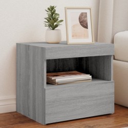vidaXL Mesitas de noche con luces LED 2 uds gris Sonoma 50x40x45 cm