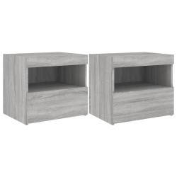 vidaXL Mesitas de noche con luces LED 2 uds gris Sonoma 50x40x45 cm