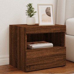 vidaXL Mesitas de noche con luces LED 2 uds roble marrón 50x40x45 cm