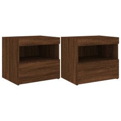 vidaXL Mesitas de noche con luces LED 2 uds roble marrón 50x40x45 cm