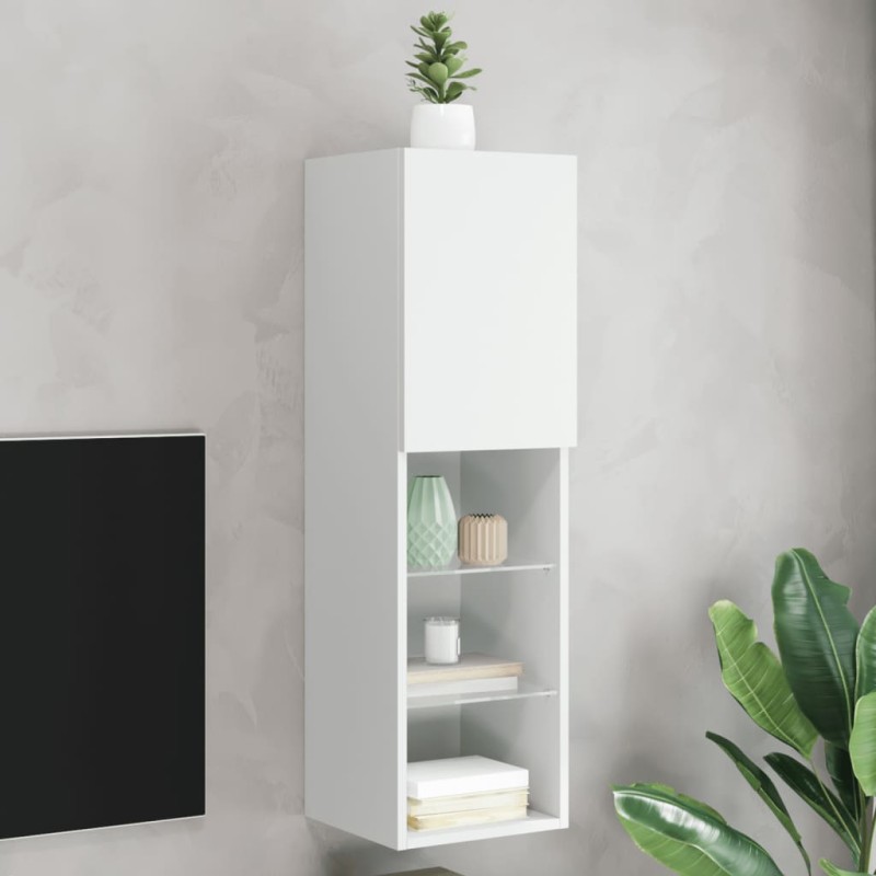 vidaXL Mueble para TV con luces LED blanco 30,5x30x102 cm vidaXL Mueble para TV con luces LED blanco 30,5x30x102 cm