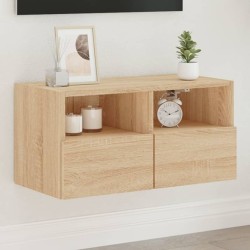 vidaXL Mueble de TV de pared madera ingeniería roble Sonoma 60x30x30cm