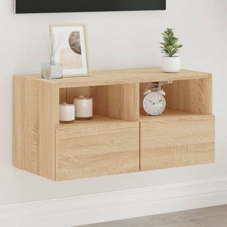 vidaXL Mueble de TV de pared madera ingeniería roble Sonoma 60x30x30cm