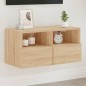 vidaXL Mueble de TV de pared madera ingeniería roble Sonoma 60x30x30cm vidaXL Mueble de TV de pared madera ingeniería roble Sonoma 60x30x30cm