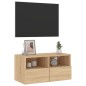 vidaXL Mueble de TV de pared madera ingeniería roble Sonoma 60x30x30cm vidaXL Mueble de TV de pared madera ingeniería roble Sonoma 60x30x30cm