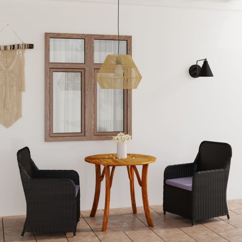 vidaXL Juego de comedor para jardín 3 piezas negro vidaXL Juego de comedor para jardín 3 piezas negro