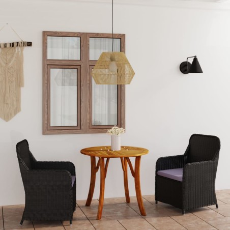 vidaXL Juego de comedor para jardín 3 piezas negro