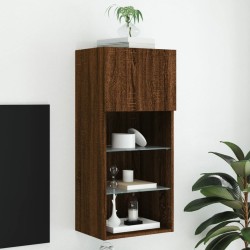 vidaXL Mueble para TV con luces LED roble marrón 40,5x30x90 cm