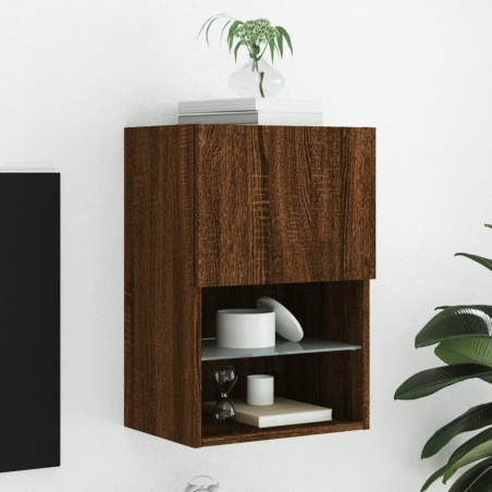 vidaXL Mueble para TV con luces LED roble marrón 40,5x30x60 cm