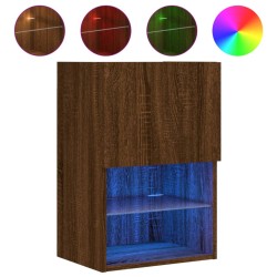 vidaXL Mueble para TV con luces LED roble marrón 40,5x30x60 cm