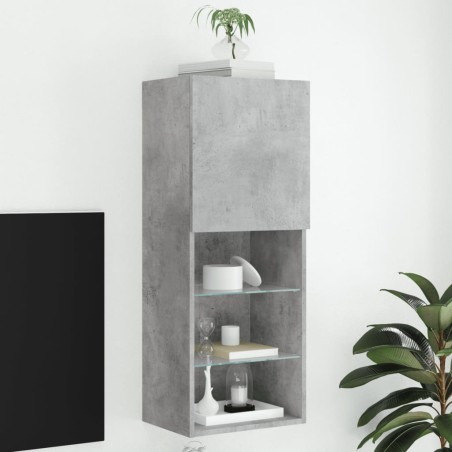 vidaXL Mueble para TV con luces LED gris hormigón 40,5x30x102 cm