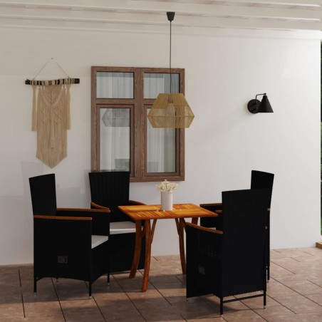 vidaXL Juego de comedor para jardín 5 piezas negro