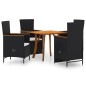 vidaXL Juego de comedor para jardín 5 piezas negro vidaXL Juego de comedor para jardín 5 piezas negro