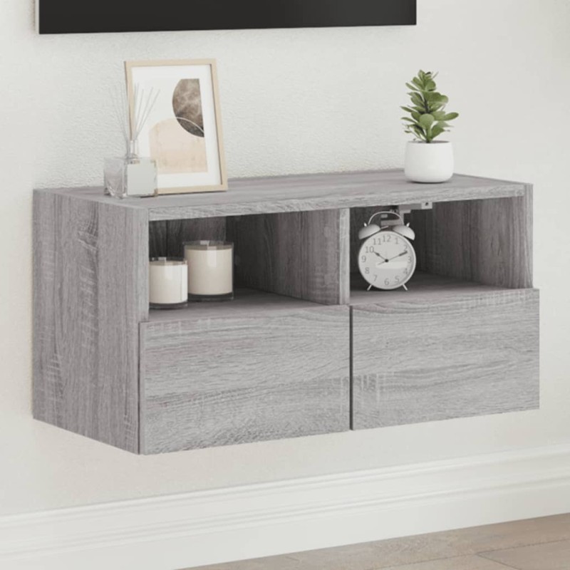 vidaXL Mueble de pared TV madera de ingeniería Sonoma gris 60x30x30 cm