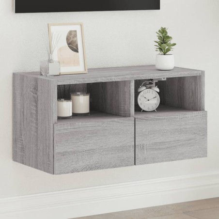 vidaXL Mueble de pared TV madera de ingeniería Sonoma gris 60x30x30 cm