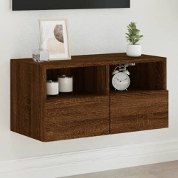 vidaXL Mueble de pared TV madera ingeniería marrón roble 60x30x30 cm