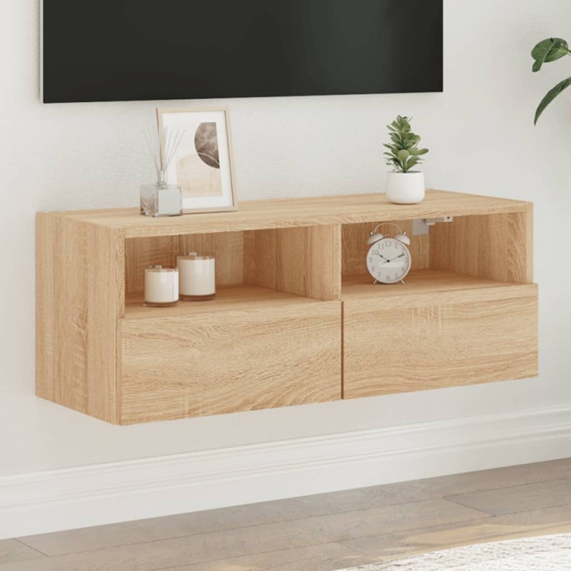 vidaXL Mueble de pared TV madera ingeniería roble Sonoma 80x30x30 cm vidaXL Mueble de pared TV madera ingeniería roble Sonoma 80x30x30 cm