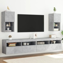 vidaXL Muebles para TV con luces LED 2 uds gris hormigón 30,5x30x60 cm