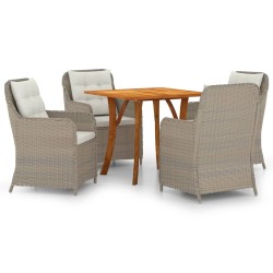 vidaXL Juego de comedor para jardín 5 piezas marrón