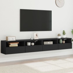 vidaXL Muebles de pared TV 2 uds madera ingeniería negro 100x30x30 cm