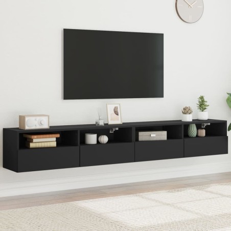 vidaXL Muebles de pared TV 2 uds madera ingeniería negro 100x30x30 cm