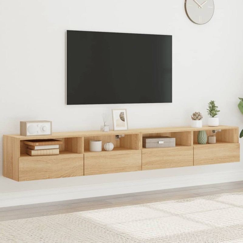 vidaXL Muebles de pared para TV 2 uds madera roble Sonoma 100x30x30 cm vidaXL Muebles de pared para TV 2 uds madera roble Sonoma 100x30x30 cm