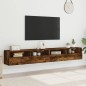 vidaXL Muebles de pared de TV 2 uds madera roble ahumado 100x30x30 cm vidaXL Muebles de pared de TV 2 uds madera roble ahumado 100x30x30 cm