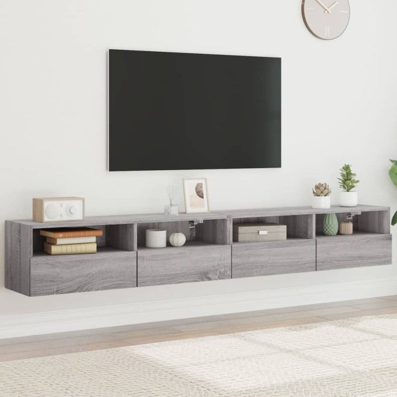 vidaXL Muebles de pared para TV 2 uds madera gris Sonoma 100x30x30 cm