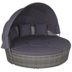 vidaXL Muebles de jardín con cojines 4 piezas ratán sintético gris