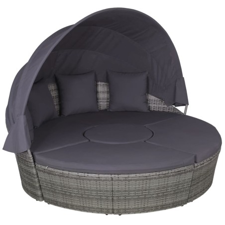 vidaXL Muebles de jardín con cojines 4 piezas ratán sintético gris