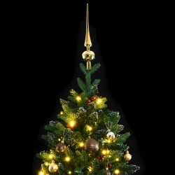vidaXL Árbol Navidad artificial con bisagras 150 LED y bolas 120 cm