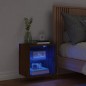 vidaXL Mesita de noche de pared con luces LED roble marrón vidaXL Mesita de noche de pared con luces LED roble marrón