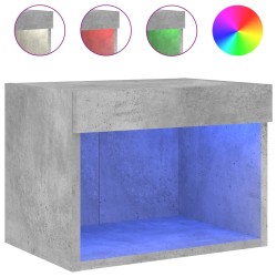 vidaXL Mesita de noche de pared con luces LED gris hormigón