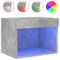 vidaXL Mesita de noche de pared con luces LED gris hormigón