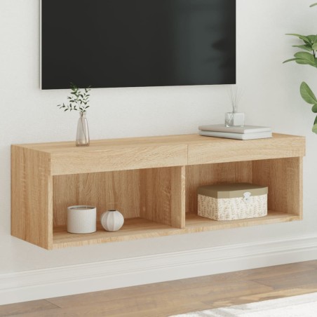 vidaXL Mueble para TV con luces LED roble Sonoma 100x30x30 cm