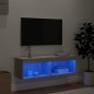 vidaXL Mueble para TV con luces LED gris Sonoma 100x30x30 cm