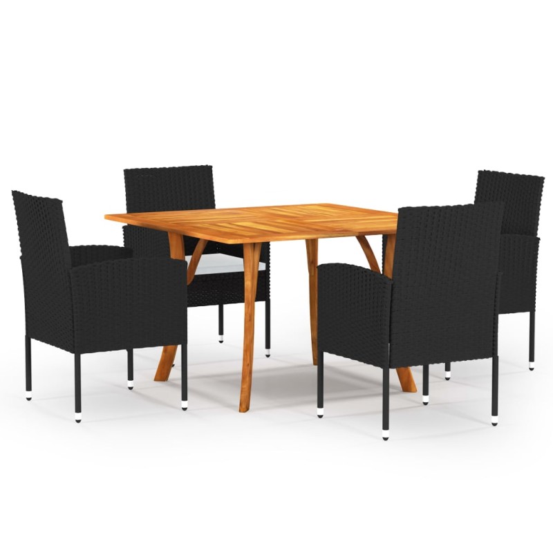 vidaXL Juego de comedor para jardín de 5 piezas negro vidaXL Juego de comedor para jardín de 5 piezas negro